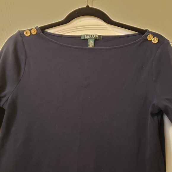 Lauren by Ralph Lauren dark blue cotton dress with gold buttons - Picture 4 of 7